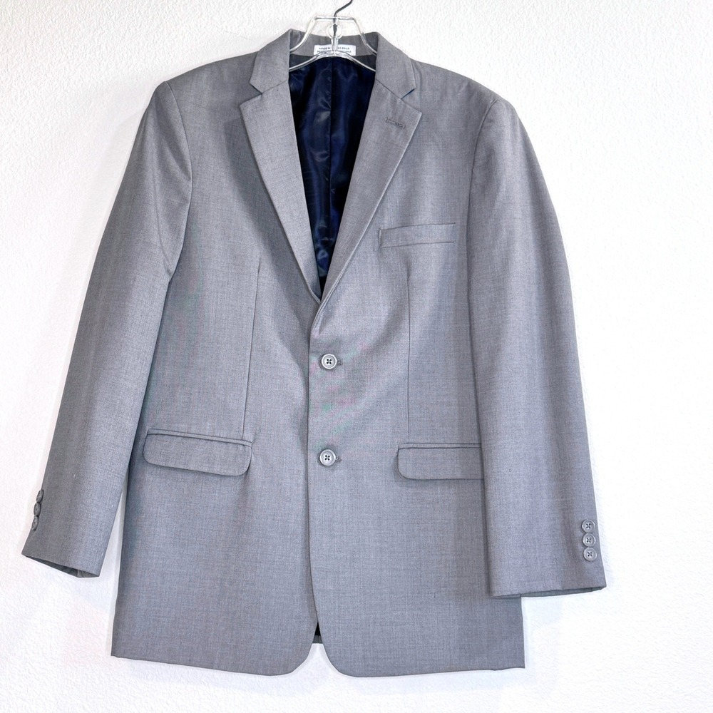 IZOD Blazer Sport Coat Suit Jacket Boys 18‎ Reg Gray Preppy Wedding Guest Easter